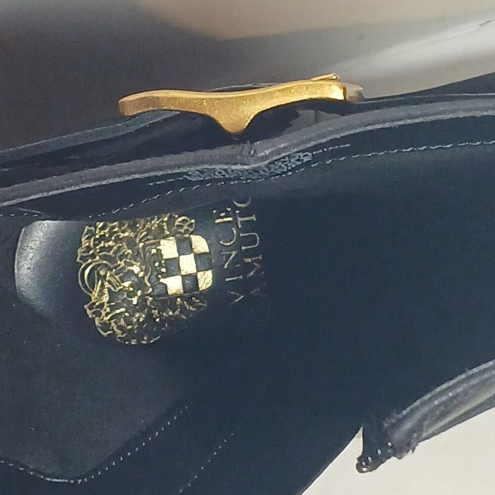 Vince Camuto Bembonie Leather Buckle Side Zip Ankle Boots Black 8.5M $150 MSRP - Picture 9 of 11